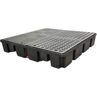 Palette emboîtable avec drain pour contr&ocirc;le des d&eacute;versements, Capacit&eacute; de d&eacute;versement 66 gal. US, 49" x 49" x 10,5" Meunier Outillage Industriel