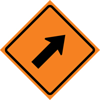 Right Diagonal Arrow Roll-Up Traffic Sign, 29-1/2" x 29-1/2", Vinyl, Pictogram Meunier Outillage Industriel