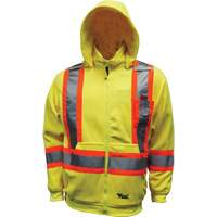 Chandail &agrave; capuchon de s&eacute;curit&eacute; en molleton, Polyester, Petit, Jaune lime haute visibilit&eacute; Meunier Outillage Industriel