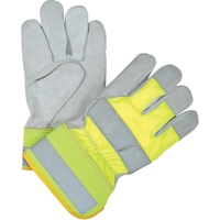 Yellow High-Visibility Winter-Lined Fitters Gloves, Large, Split Cowhide Palm, Thinsulate Inner Lining Meunier Outillage Industriel
