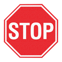 Panneau de signalisation au sol  Stop , Adh&eacute;sif, Anglais avec pictogramme Meunier Outillage Industriel