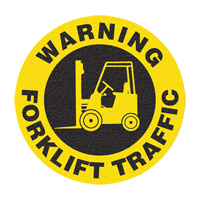 Panneau de signalisation au sol  Warning Forklift Traffic , Adh&eacute;sif, Anglais avec pictogramme Meunier Outillage Industriel