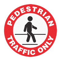 Panneau de signalisation au sol  Pedestrian Traffic Only , Adh&eacute;sif, Anglais avec pictogramme Meunier Outillage Industriel