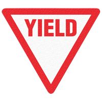 Panneau de signalisation au sol  Yield , Adh&eacute;sif, Anglais avec pictogramme Meunier Outillage Industriel