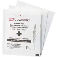 Gaze Dynamic, Tampon, 3" lo x 3" la, St&eacute;rile, Dispositif m&eacute;dical Classe 1 Meunier Outillage Industriel