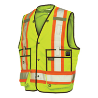 Surveyor Safety Vest, High Visibility Lime-Yellow, X-Large, Polyester Meunier Outillage Industriel