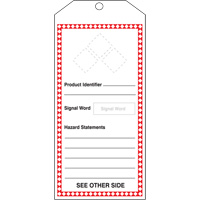 GHS Jumbo Safety Tag, Cardstock, 3-7/8" W x 8-1/2" H, English Meunier Outillage Industriel