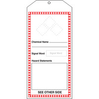 GHS Jumbo Tags, Cardstock, 3-7/8" W x 8-1/2" H, English Meunier Outillage Industriel
