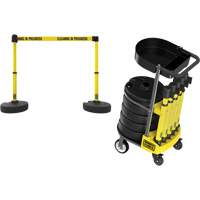 PLUS Barrier Post Cart Kit with Tray, 75' L, Metal, Yellow Meunier Outillage Industriel