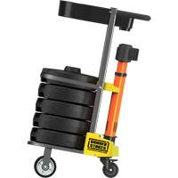 PLUS Barrier Post Cart Kit with Tray, 75' L, Metal, Orange Meunier Outillage Industriel