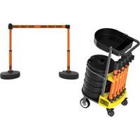 PLUS Barrier Post Cart Kit with Tray, 75' L, Metal, Orange Meunier Outillage Industriel