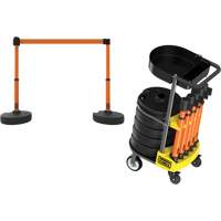 PLUS Barrier Post Cart Kit with Tray, 75' L, Metal, Orange Meunier Outillage Industriel