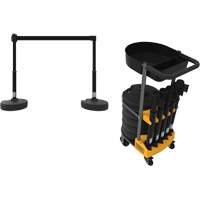 PLUS Barrier Post Cart Kit with Tray, 75' L, Metal, Black Meunier Outillage Industriel