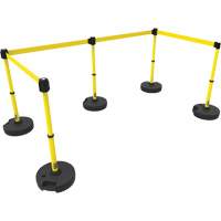 PLUS Barrier Post Set X5, Plastic, 42" H, Yellow Tape, 15' Tape Length Meunier Outillage Industriel