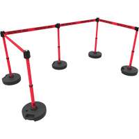 PLUS Barrier Post Set X5, Plastic, 42" H, Red Tape, 15' Tape Length Meunier Outillage Industriel
