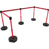 PLUS Barrier Post Set X5, Plastic, 42" H, Red Tape, 15' Tape Length Meunier Outillage Industriel