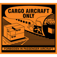 "Cargo Aircraft Only" Handling Labels, 4-3/4" L x 4-1/4" W, Orange SGQ527 | Meunier Outillage Industriel