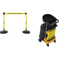Plus Portable Barrier System Cart Package with Tray, 75' L, Metal/Plastic, Yellow SGQ813 | Meunier Outillage Industriel