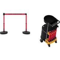 Plus Portable Barrier System Cart Package with Tray, 75' L, Metal/Plastic, Red SGQ814 | Meunier Outillage Industriel