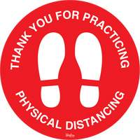 "Physical Distancing" Floor Sign, Adhesive, English with Pictogram Meunier Outillage Industriel