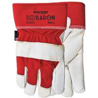 Gants d'ajusteur Red Baron, Grand, Paume en Cuir fleur de vache, Doublure en Tissu-laine Meunier Outillage Industriel