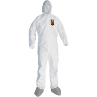 KleenGuard™A45 Liquid & Particle Protection Coveralls with Anti-Slip Shoe, Large, Grey/White, Microporous SGX293 | Meunier Outillage Industriel