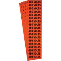 "480 Volts" Conduit & Voltage Labels, 1/2" x 2-1/4", Cloth/Vinyl, English Meunier Outillage Industriel