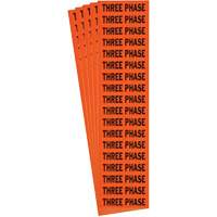 "Three Phase" Conduit & Voltage Labels, 1/2" x 2-1/4", Cloth/Vinyl, English Meunier Outillage Industriel