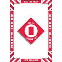 Trousse de marquage du sol ?Red Tag Holding Area? (zone de stockage des &eacute;tiquettes rouges), Adh&eacute;sif, Anglais avec pictogramme Meunier Outillage Industriel