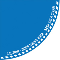 Signalisation au sol ?Caution? (attention) pour porte battante en quart de cercle, Adh&eacute;sif, Anglais avec pictogramme Meunier Outillage Industriel