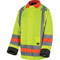 6040 Veste de contr&ocirc;le de la circulation pour l'hiver qu&eacute;b&eacute;cois, Polyester, Jaune lime haute visibilit&eacute;, T-petit Meunier Outillage Industriel