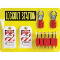 Lockout Board with Keyed Alike Nylon Safety Lockout Padlocks, Plastic Padlocks, 6 Padlock Capacity, Padlocks Included SHB346 | Meunier Outillage Industriel