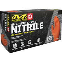 Super Duty Disposable Gloves, 9/Medium, Nitrile, 8-mil, Powder-Free, Orange Meunier Outillage Industriel