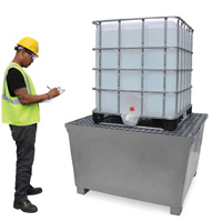 Ultra-IBC Spill Pallet en acier, Capacit&eacute; de d&eacute;versement 370 gal. US, 57,6" x 34,7" x 56,9" Meunier Outillage Industriel