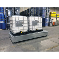 Ultra-Twin IBC Spill Pallet en acier, Capacit&eacute; de d&eacute;versement 370 gal. US, 103,8" x 26,8" x 51,1" Meunier Outillage Industriel