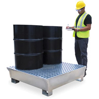 Ultra-Spill Pallet en acier, 4 barils, Capacit&eacute; de d&eacute;versement 68 gal. US, 49,1" x 47,1" x 10,9" Meunier Outillage Industriel