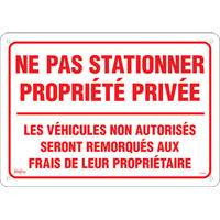 "Ne pas stationner propri&eacute;t&eacute; priv&eacute;e" Sign, 14" x 20", Aluminum, French Meunier Outillage Industriel