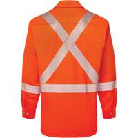 Ultrasoft&reg; Flame Resistant Deluxe Segmented Striped Work Shirt, Small, Orange Meunier Outillage Industriel