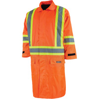 Long Rain Jacket with Detachable Hood, Nylon/PVC, Small, High Visibility Orange SHH310 | Meunier Outillage Industriel