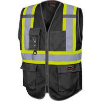 6959BK Veste de s&eacute;curit&eacute; haute visibilit&eacute; en tricot chaîne avec fermeture &agrave; glissi&egrave;re, Noir, T-petit, Polyester Meunier Outillage Industriel