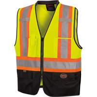 6895 Veste de s&eacute;curit&eacute; haute visibilit&eacute; bicolore avec fermeture &agrave; glissi&egrave;re sur tout le devant, Noir/Jaune lime haute visibilit&eacute;, 2T-Grand/3T-Grand, Polyester Meunier Outillage Industriel