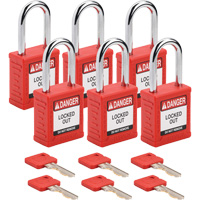 Cadenas de verrouillage Velocity, Rouge, Cl&eacute;s identiques, Nylon, Largeur de 1-1/2" Meunier Outillage Industriel