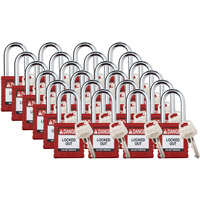 Cadenas de verrouillage Velocity, Rouge, Cl&eacute;s diff&eacute;rentes, Nylon, Largeur de 1-1/2" Meunier Outillage Industriel