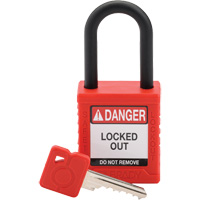 Cadenas de verrouillage de s&eacute;curit&eacute; Velocity, Rouge, Cl&eacute;s diff&eacute;rentes, Nylon, Largeur de 1-1/2" Meunier Outillage Industriel