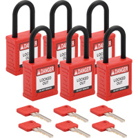 Cadenas de verrouillage Velocity, Rouge, Cl&eacute;s identiques, Nylon, Largeur de 1-1/2" Meunier Outillage Industriel
