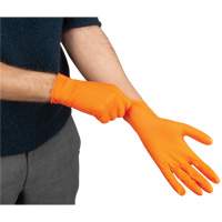 Heavyweight Tactile Grip Examination Gloves, Large, Nitrile, 8-mil, Powder-Free, Orange Meunier Outillage Industriel