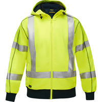 Bisley&reg; X-Back Full Zip Hooded Sweatshirt with Sherpa Lining, Small, High Visibility Lime-Yellow Meunier Outillage Industriel