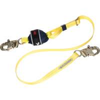 Adjustable Web Shock-Absorbing Lanyard, 6', Snap Hook Center, Snap Hook Leg Ends, Polyester Meunier Outillage Industriel