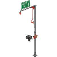 Douche combin&eacute;e avec cuvette ouverte en acier inoxydable et entr&eacute;e sup&eacute;rieure, Socle Meunier Outillage Industriel