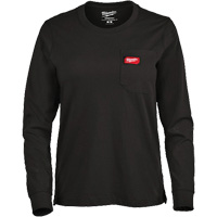 GRIDIRON Long Sleeve Pocket T-Shirt, Women's, X-Small, Black Meunier Outillage Industriel